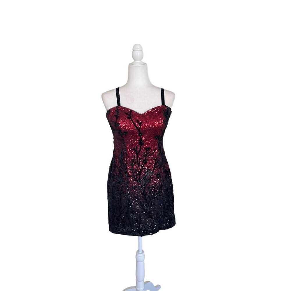 Gail McGinnis‎ productions show choir red sequin floral mini dress